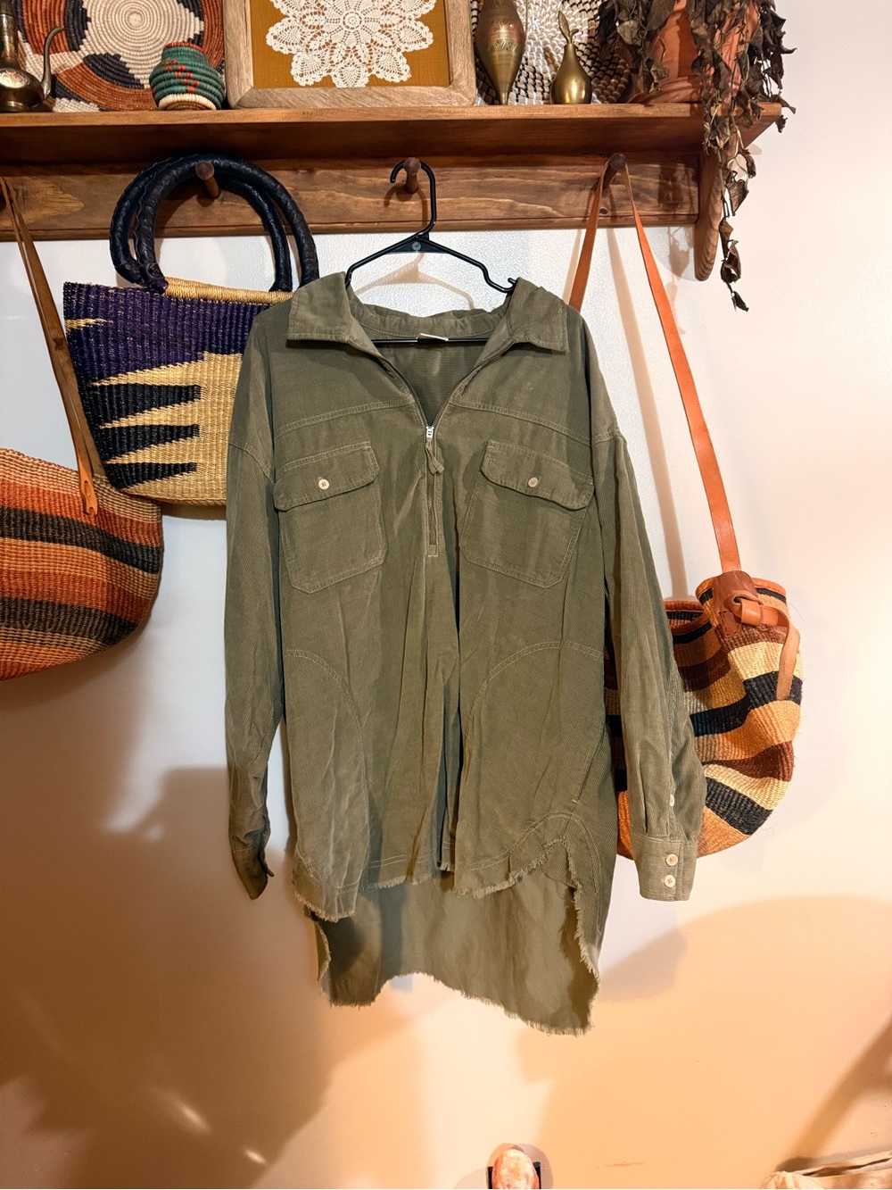 Aerie Olive Utility Zip-Front Jacket